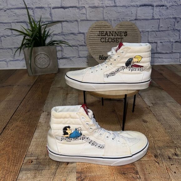 Vans Peanuts High Top Shoes Schroeder Lucy M 6.5 W 8 Sneakers Charlie Brown 2017 - Picture 1 of 16